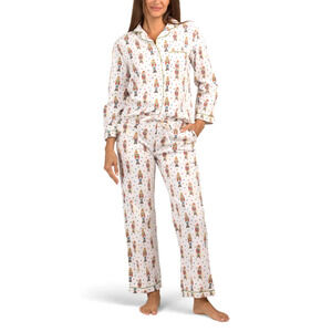 Mahogany Christmas NUTCRACKER Pajama Set 100% Cotton Flannel Women's L New